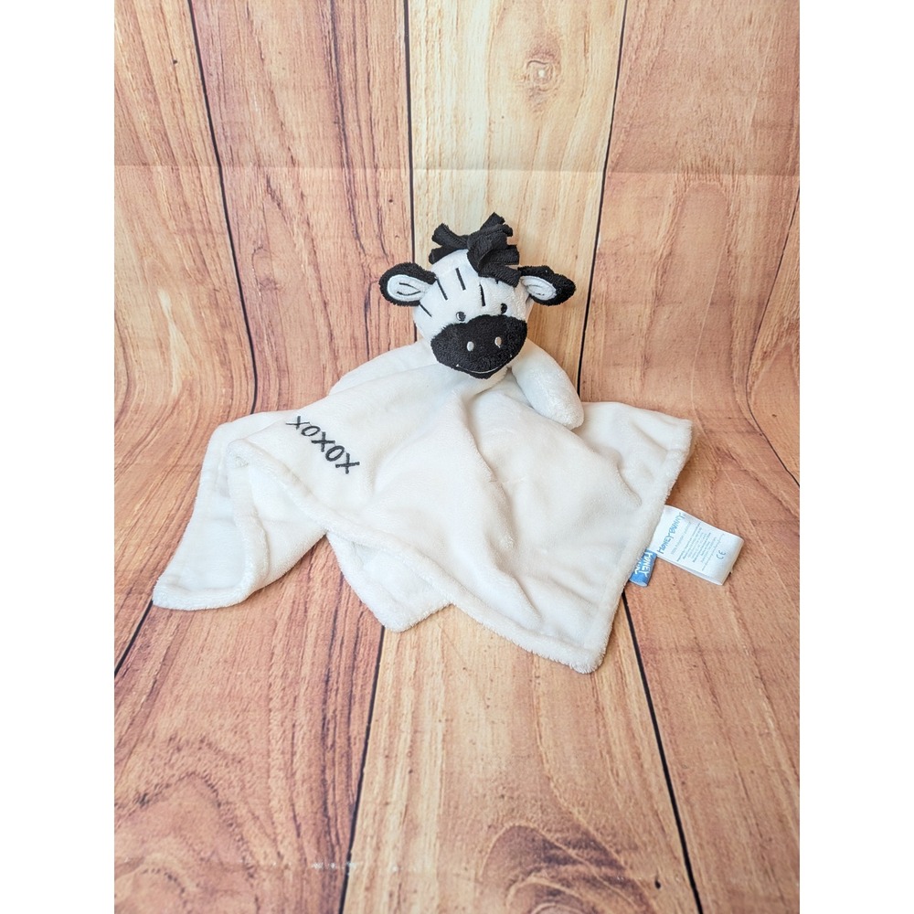 Honey Bunny Zebra Baby Security Blanket White‎ Black XOXOX Lovey Plush